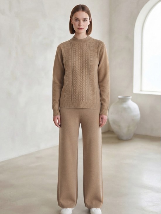 Solid Color Knitted Sweater and Pants Set Solid Color Knitted Sweater and Pants Set
